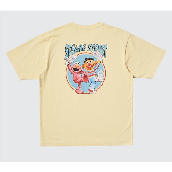 Uniqlo x Sesame Street Elmo Ernie UT Graphic T-Shirt in Yellow - Picture 1 of 13